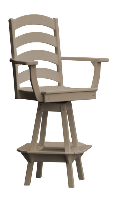 A&L Furniture Co. Amish-Made Poly Ladderback Swivel Dining Chair with Arms