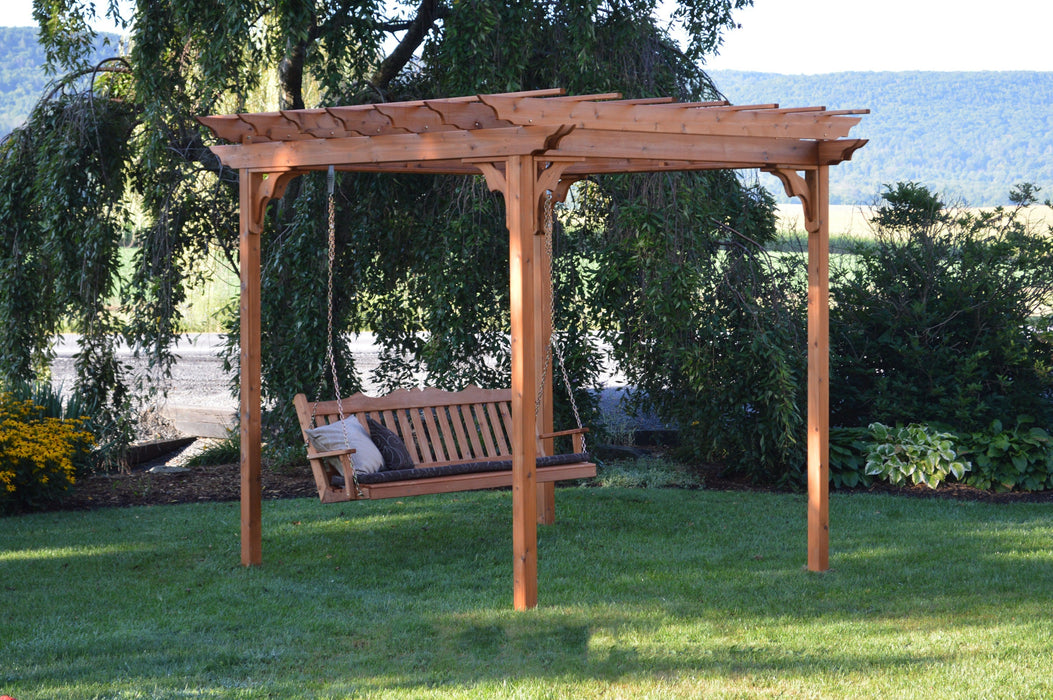 A&L Furniture Co. Amish-Made Cedar Pergola with Porch Swing