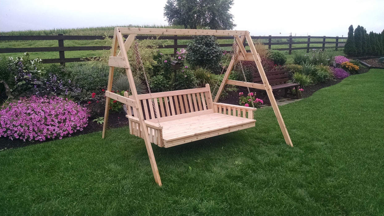 A&L Furniture Co. Amish-Made Cedar A-Frame Swing Stand, Hangers Included