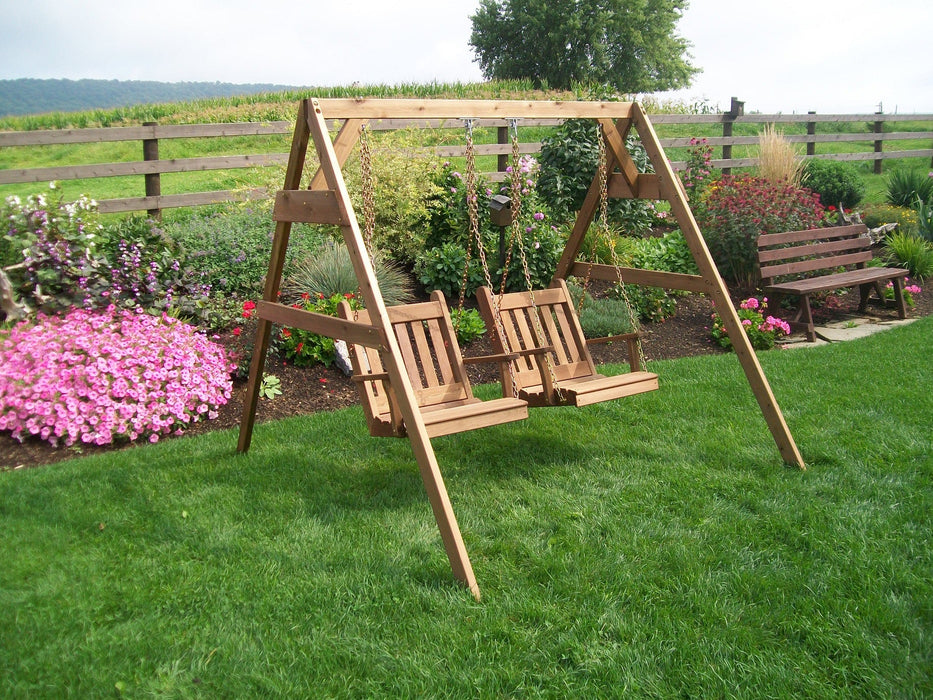 A&L Furniture Co. Amish-Made Cedar A-Frame Chair Swing Stand, Hangers Included