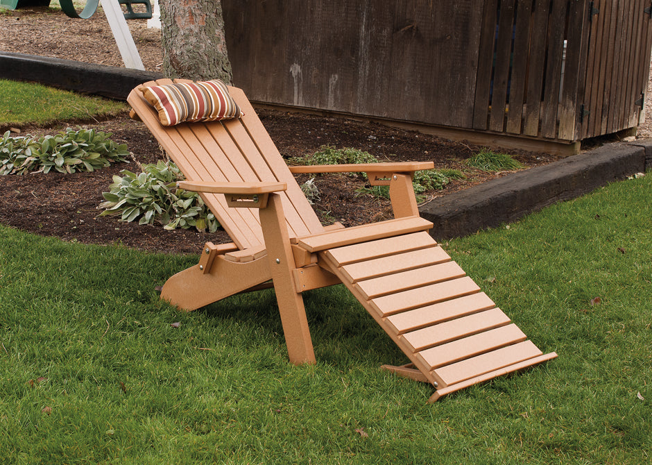 A&L Furniture Co. Folding/Reclining Poly Adirondack Chairs with Pullout Ottoman